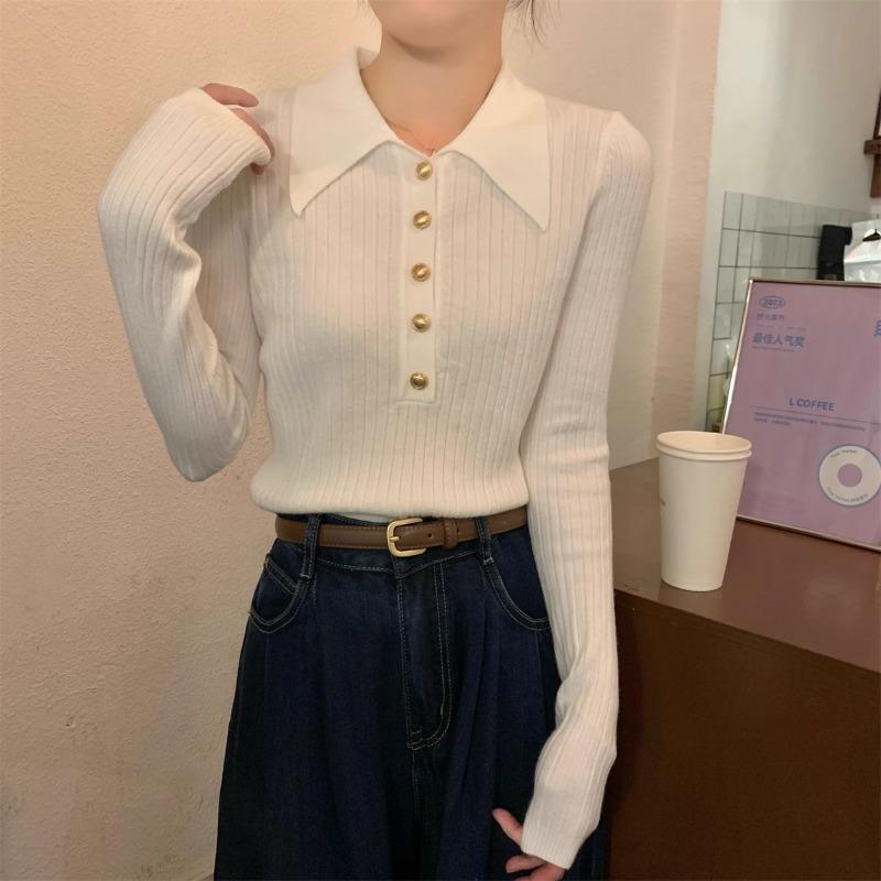 New spring and autumn collar knitted sweater chic bottoming shirt women's autumn and winter high-end sweater
