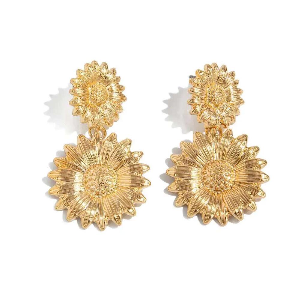 Ingemark Boucles d'oreilles pendantes Tournesol Dorées Tendance Élégantes pour Femmes Charme Vintage Bijoux Accessoires Fiançailles Fête de Mariage