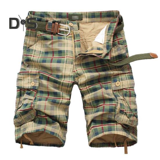 

Мужские шорты с клетчатым принтом, средняя талия, длина до колена, несколько карманов, застежка-молния и пуговицы, мягкие дышащие повседневные уличные мужские шорты 31 жёлтый