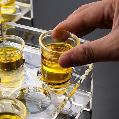 Acrylic Glass Holder Display Rack Bar Wine Drinks Cup Storage Carrier Flight Tasting Serving Tray Double Row 6/8/12 Holes Cup