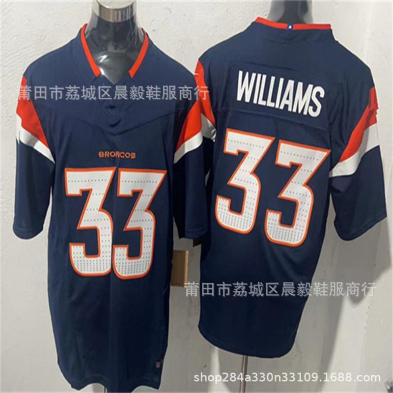 Mens NFL Style Rugby Jersey With Embroidered Numbers 7 Elway 33 Williams 10 Nix 2 Broncos Team