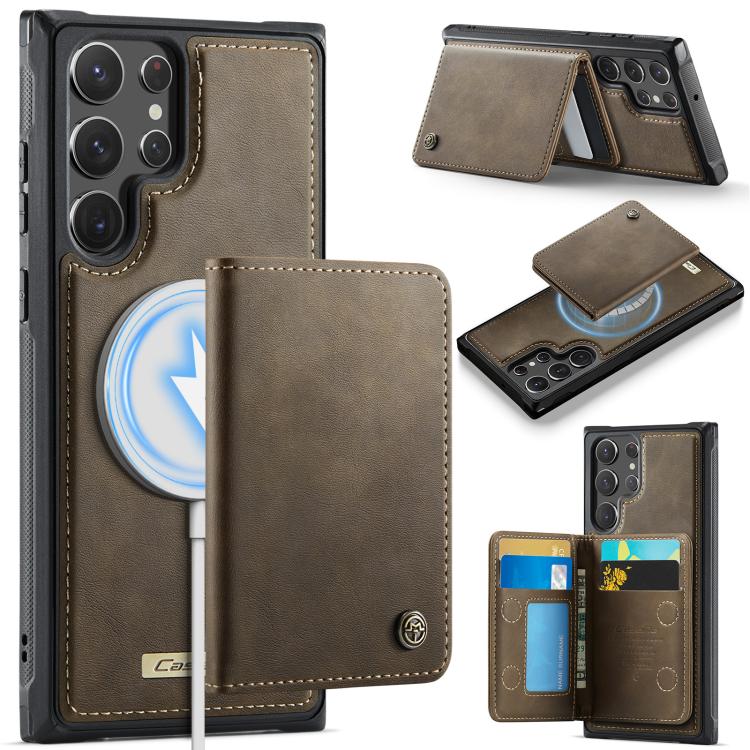 CaseMe Me80 Magnetic RFID Wallet Phone Case For Samsung Galaxy S24 FE 5G, Detachable Multi Card Slot Kickstand Anti-Theft Cover