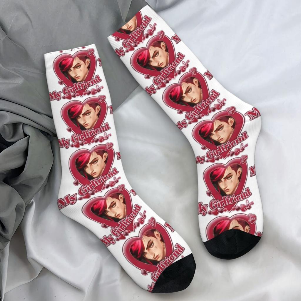 Arcane Vi Și Jinx Ciorapi Anime Bărbați Șosete Moi Respirabile Șosete Amuzante Primăvară Skateboard Antiderapante Șosete Personalizate Cadou de Ziua de Naștere