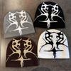 Fashion Blocked Color Flame Pattern Neutral Casual Knitted Hat Autumn For