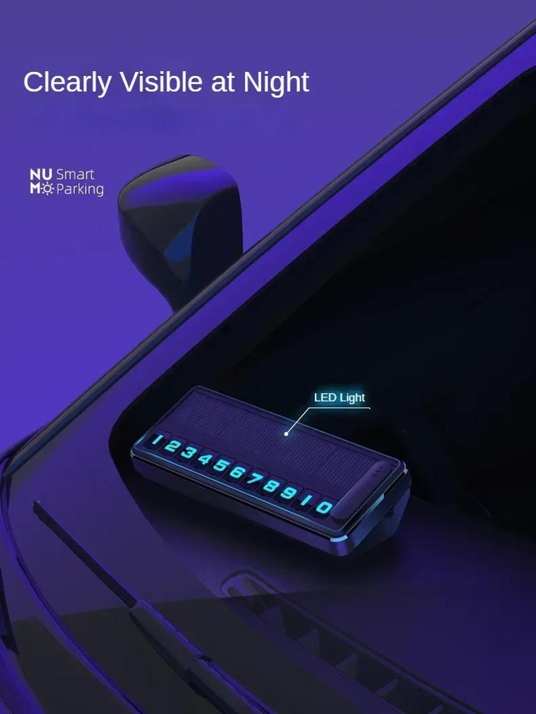 1PC Solar Car Phone Number Plate Led Lighting Temporary Parking Card Hidden Plates Car Park Stop Multiple Number Parking Gadgets
