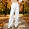 Women's High Waisted Pleated Wide Leg Pants - Loose Fit Stretch Lined Trousers