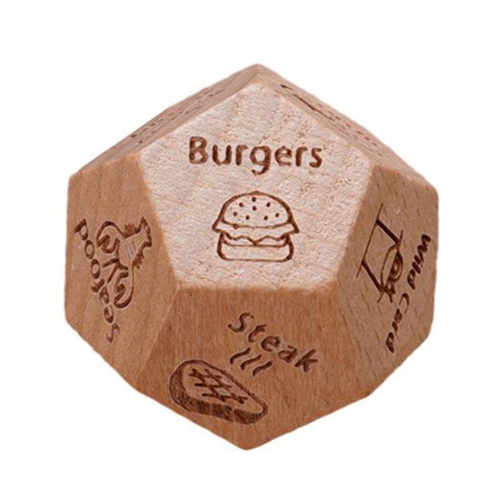 

12-Sided Wooden Decision Dice for Date Night Christmas Stocking Stuffer Gift for Couples Food Choice Game for Valentine s Anniversary 1pc