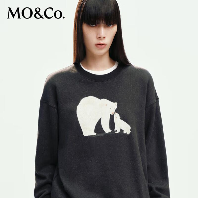 MO&Co. Women's Glitter Cotton Printed Pullover Sweatshirt
