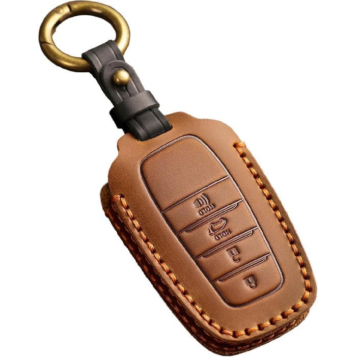 EASYANT for Toyota Tundra Leather Key Fob Cover, Key Fob Case for Toyota Tundra Sequoia Sienna -2024 Smart Key Shell Brown коричневый