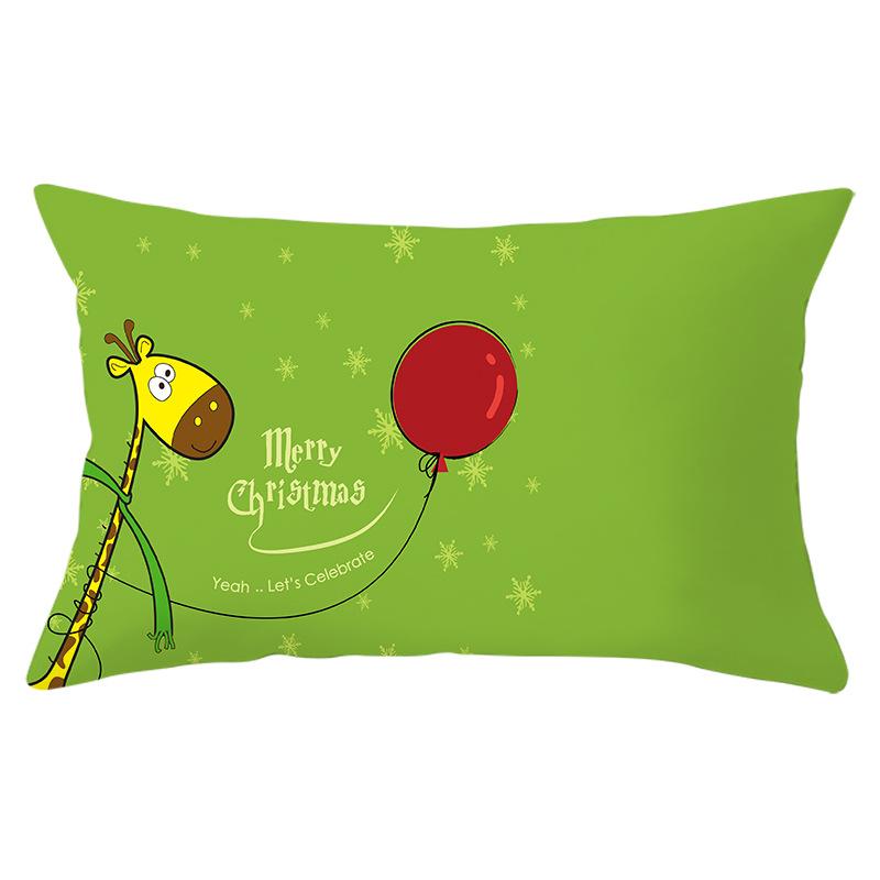 Green Series Christmas Peach Skin Printed Waist Pillowcase Square Sofa Pillowcase Office Pillowcase