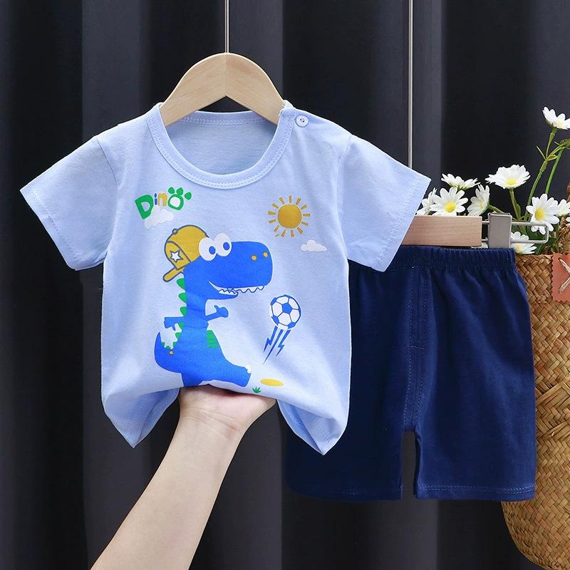 Children's Cotton T-shirt Set - Summer Boys' Casual Short-sleeved Shorts 2-piece Set