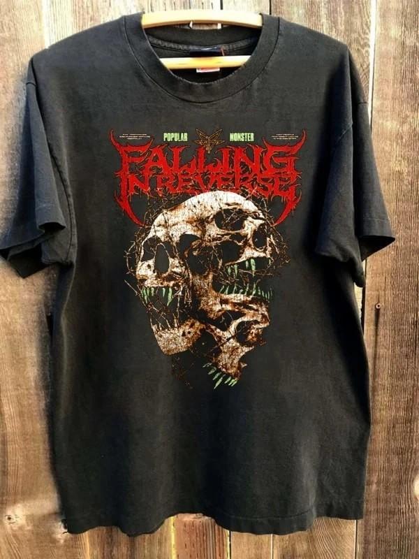 Falling In Reverse Merch Tee Triple Skull Unisex T-shirt Men Women S-5XL