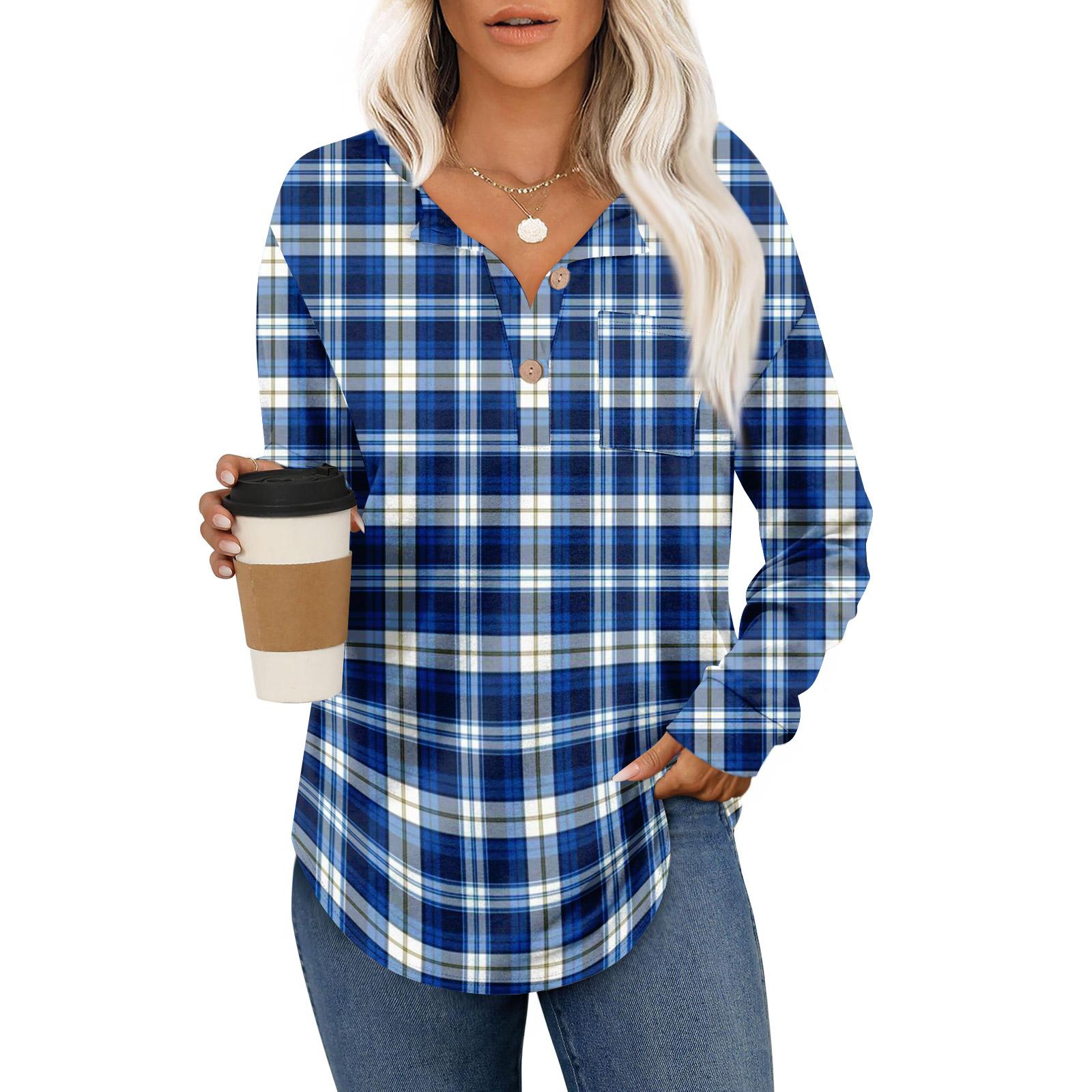 

Women s Retro Printed Fashionable Long-sleeved Top S синій