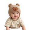Autumn and Winter Children's Thickened Warm Ear Protectors, Boys and Girls Cartoon Wool Knitted Hats, Cute Bear Integrated Hats
