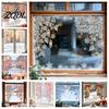 Decorative Glass Stickers 2Pcs Christmas Window Clings, Static Sticker, Holiday Decal with Snowflakes Lantern Festive Storefront Decor and Balls