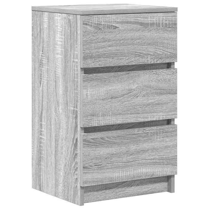 VidaXL Bedside Table with 3 Drawers Sonoma Grey 39x35x65 Cm, Side Table, Bed Cabinet, Side Table for the 861347
