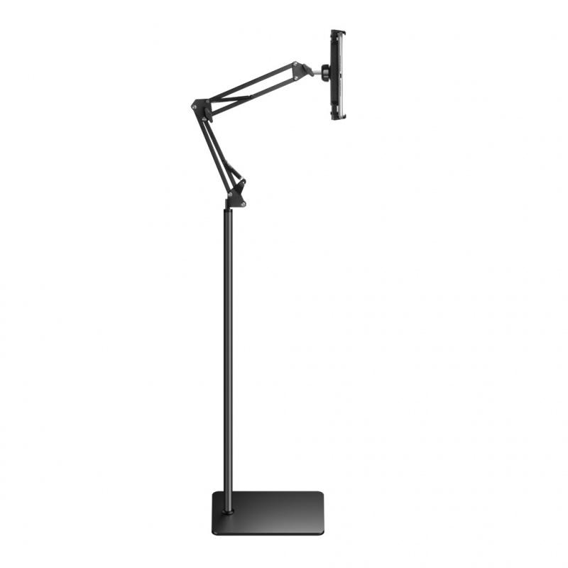 Metal Cantilever Floor Stand Phone Selfie Live Streaming Video Watching Lazy Square Base Folding Tablet Bracket Grip