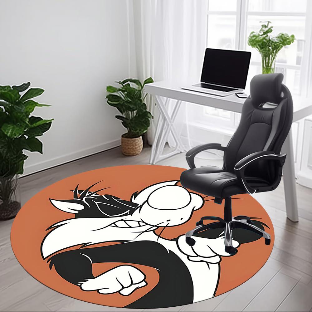 1pc Looney Tunes Office Round Area Rug, Bedroom Living Room Home Decor, Room Deco, Offic A1016119