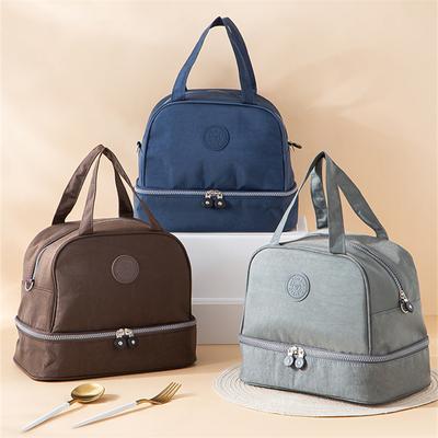 Borsa Pranzo Portatile a Doppio Strato Grande Capacità Cibo Isolato Termico Scatola Termica Donne Bambini Picnic Borsa Termica Tote Contenitore Bento per Cena
