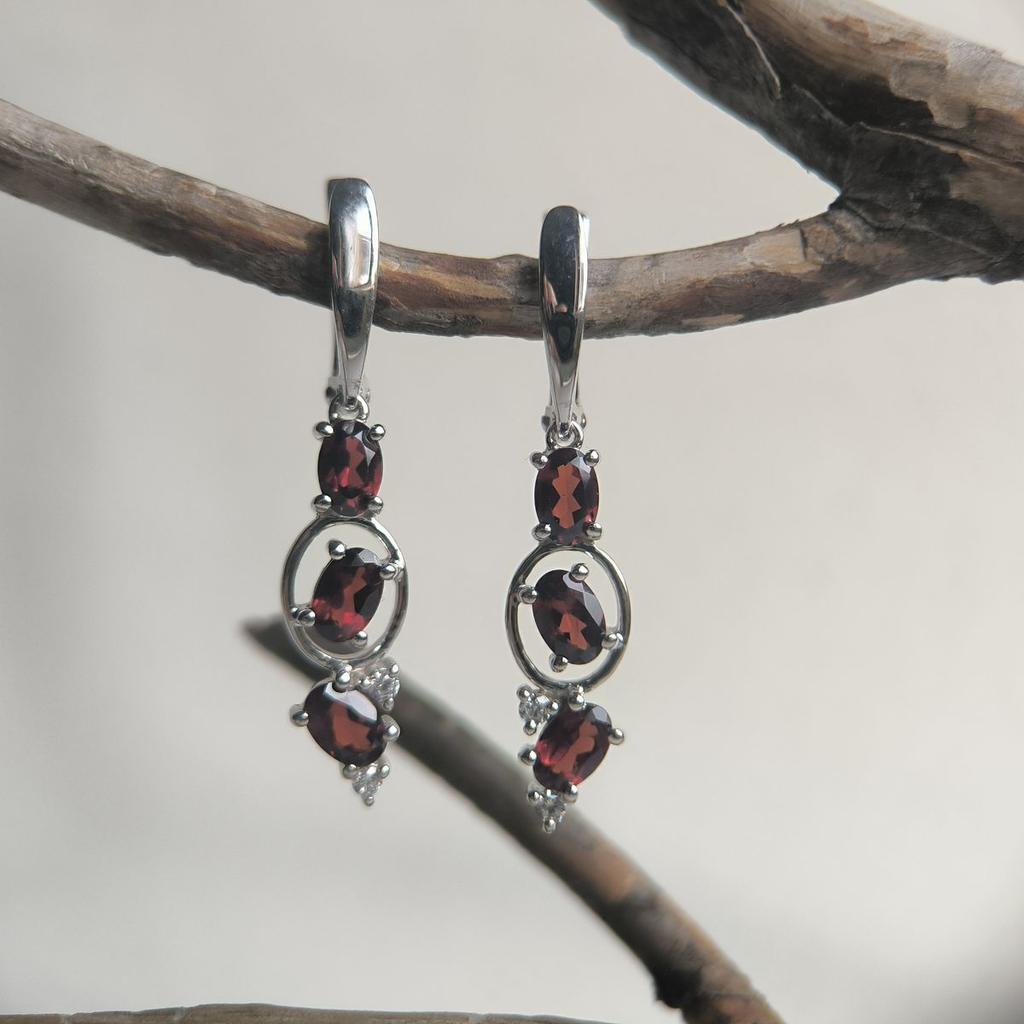 Серебряные серьги с натуральным гранатом 3.442ct (2195870)