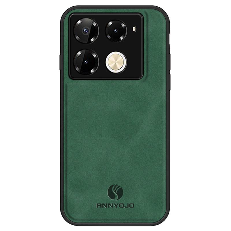 

ANNYOJO Чехол для Infinix Note 40 Pro 4G Ультратонкий чехол на заднюю панель телефона с текстурой ПУ кожи Green