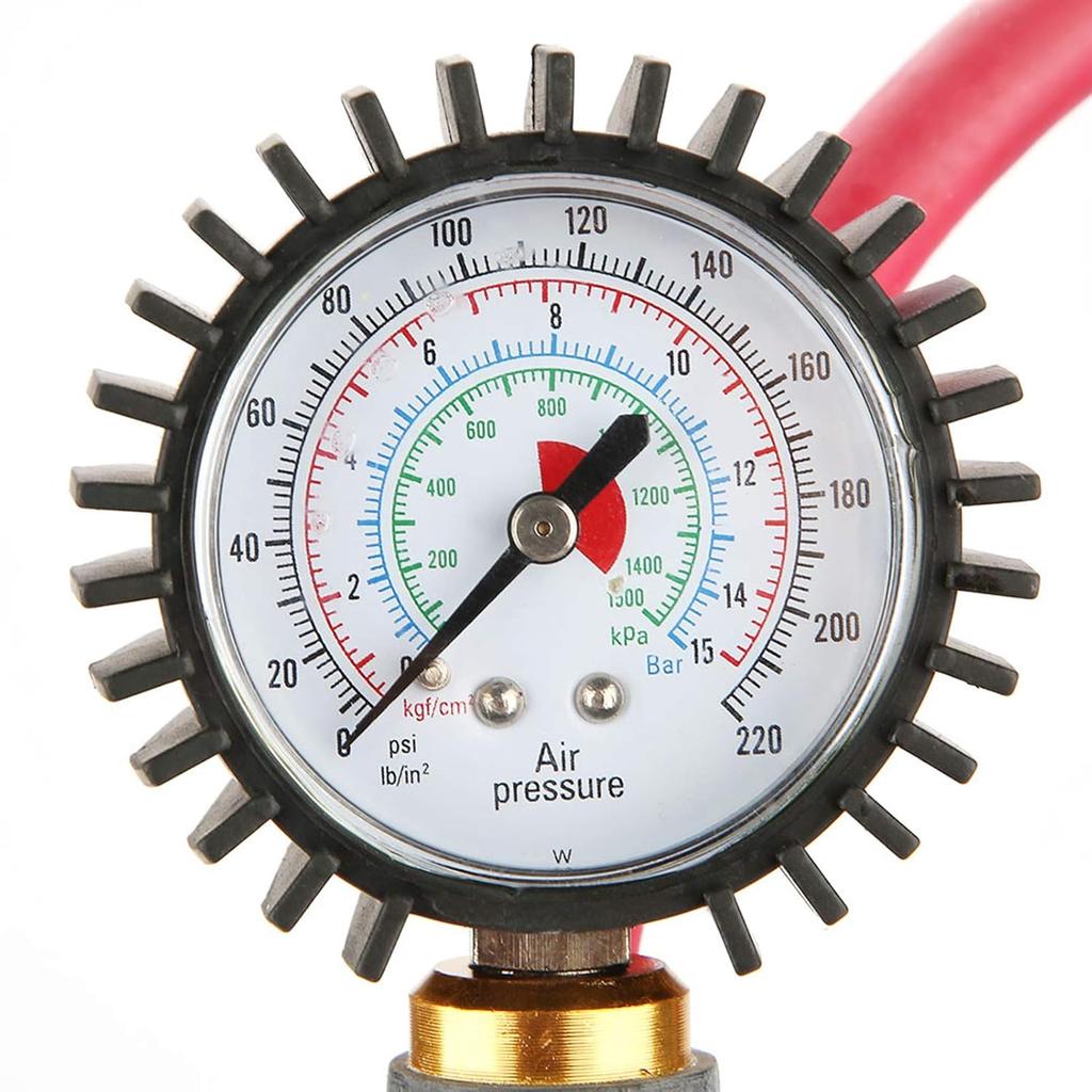 Hilitand 1/4 Trunk Motorcycle Tire Tyre Pressure Dial Air Inflation Inflator Pump Tool Tire Filler for Bike Motorcycle Automobile