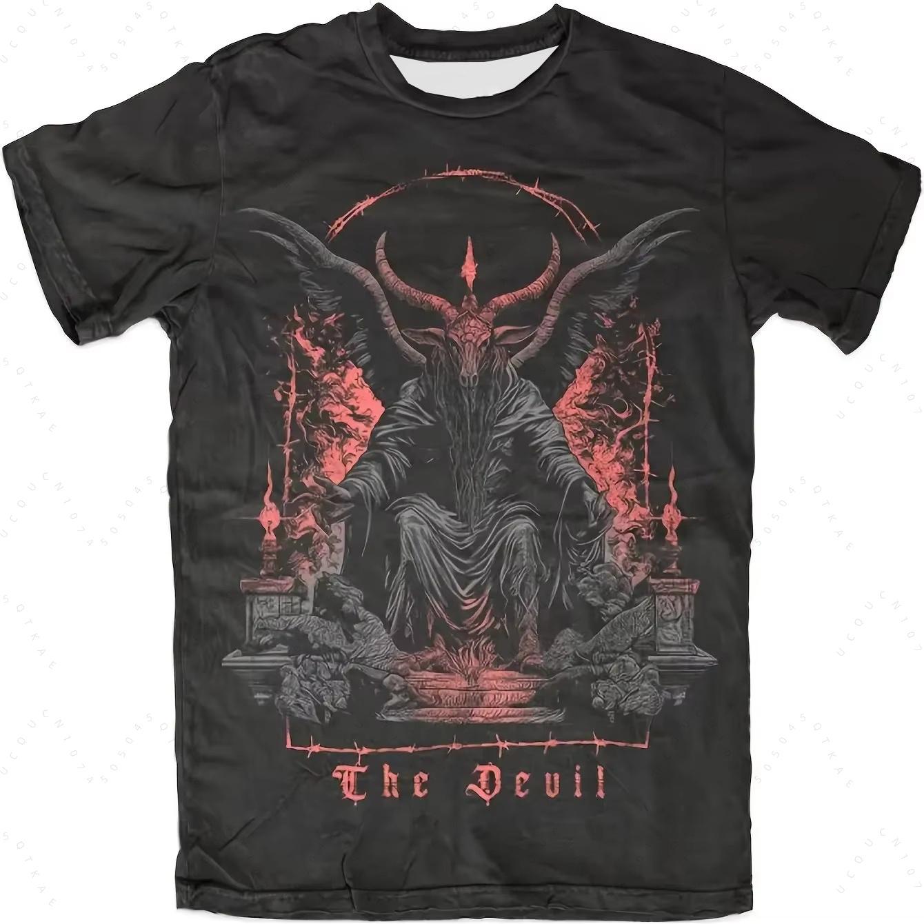 

Top Black Craftsman Cult Style 2026 Men s T-shirt Loose Short Sleeve Cotton T-shirt Gothic Skull Wing Design Oversized T-shirt XL