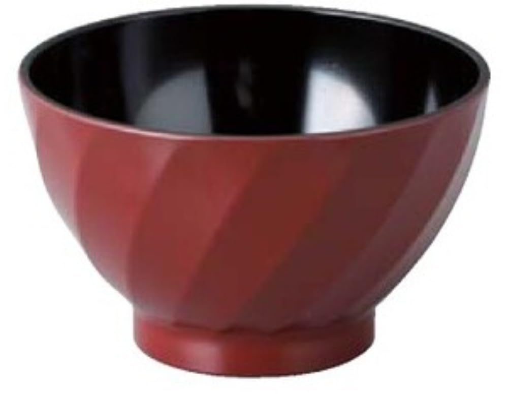 Fukui Craft Diameter 108mm Twisted Soup Vermilion with Black Interior 31090030 TA) Bowl,