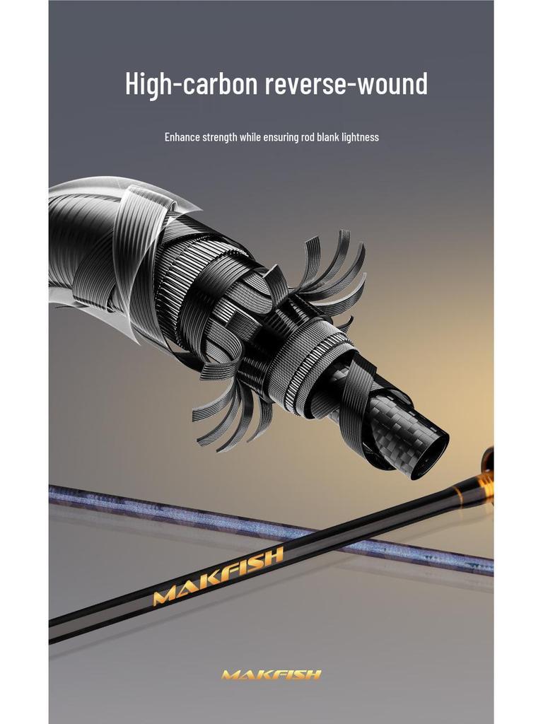 UL Fast Action Micro Baitcasting Rod - Super Light & Soft with Solid Springy Tip and White Stripe for Stream Fishing.