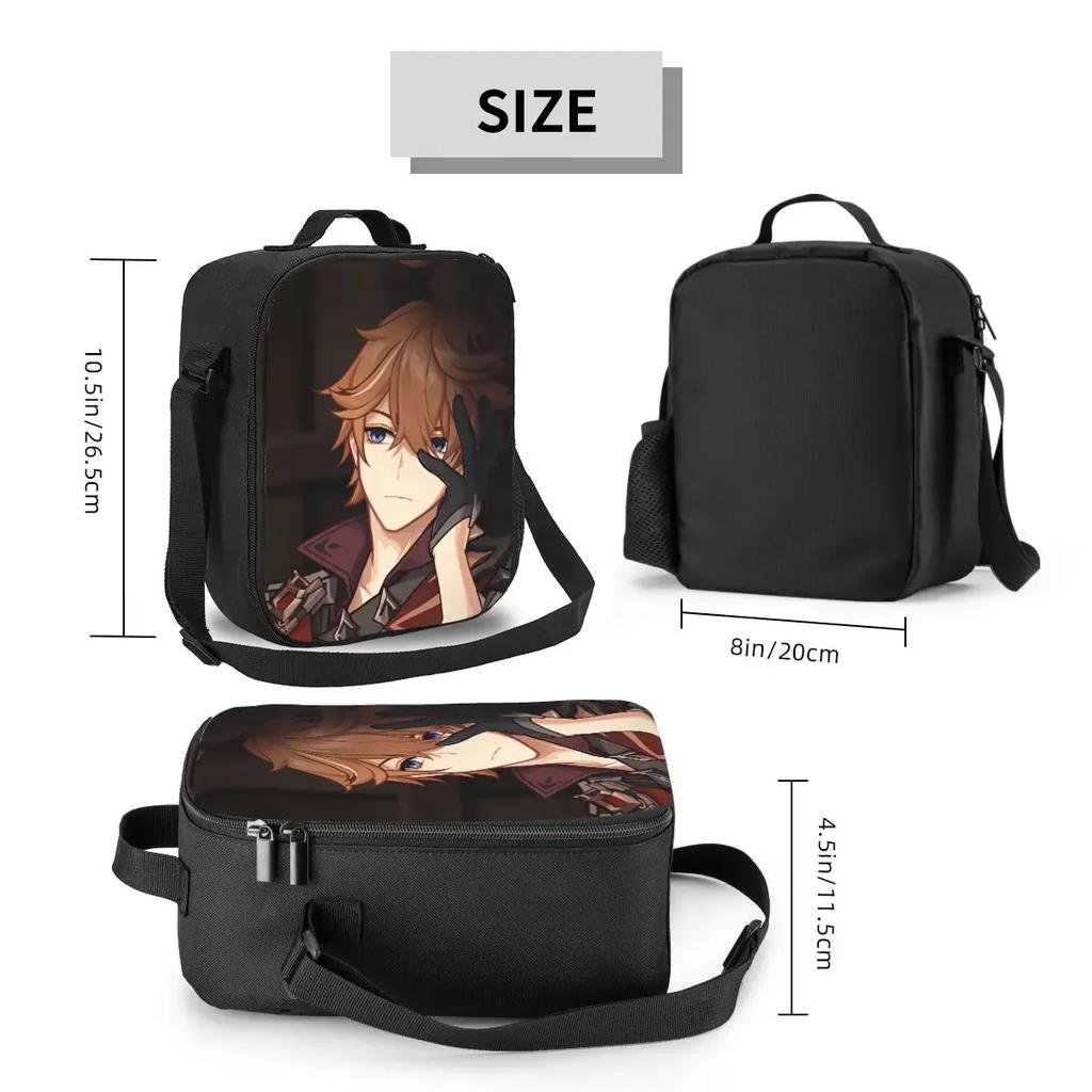 Childe Tartaglia Genshin Impact Thermal Insulated Lunch Bag Anime Game Portable Lunch Container for Kids School Children Bento