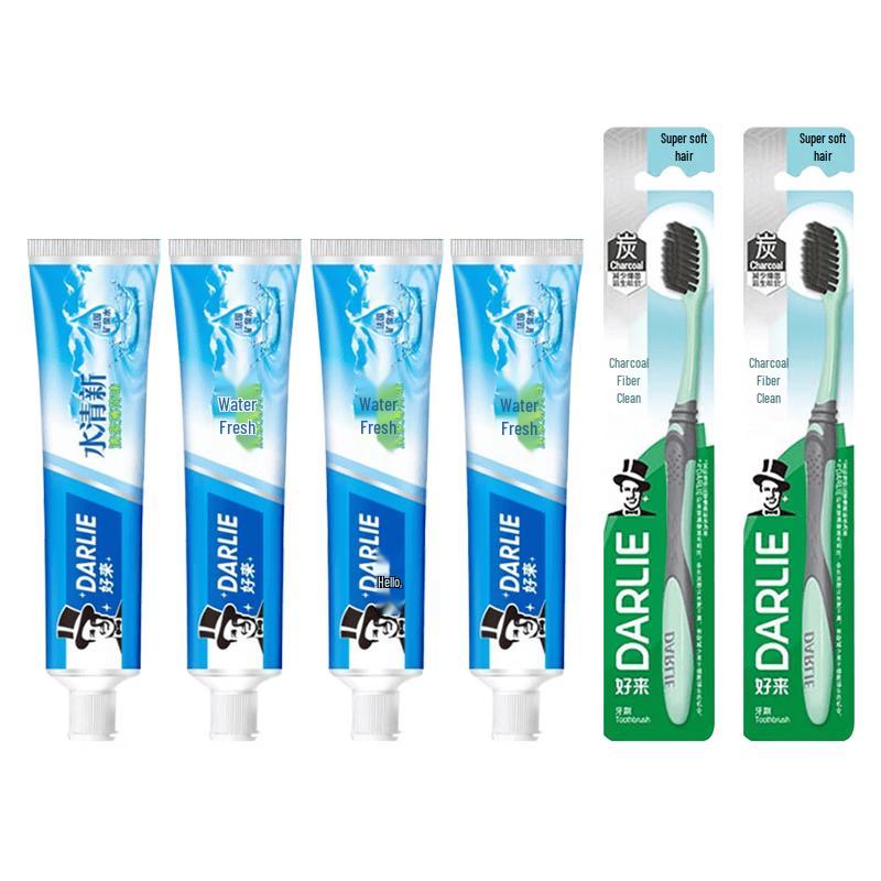 Darlie Water Fresh Spring Mint Toothpaste with Charcoal Toothbrushes