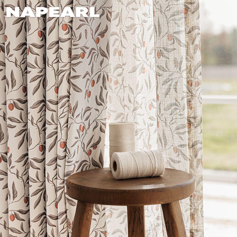 1 יחידה NAPEARL וילונות עבים לריפוי כפרי, וילונות האפלה עם הדפס פירות רטרו לחדר שינה, סלון, חלון לקישוט הבית
