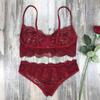2 Teile/satz Sexy Hohl Durchsichtige Spitze Unterwäsche Set Sling Bh Mid-rise Slip Set Einfarbig Ultra-dünne unterwäsche Set