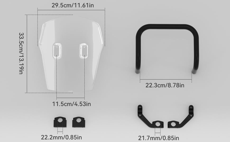 VIPIH Windshield Motorcycle Hunter Cub Screen Applicable for Honda Hunter Cub CT125 Rigid Feel Upside Down Reversible Motorcycle Screen Mount Bar