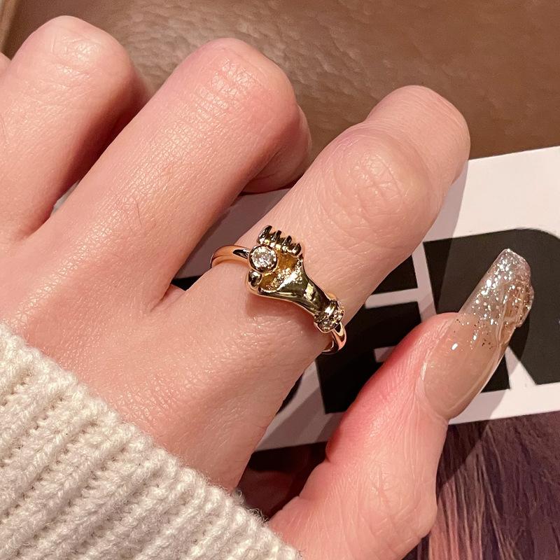 Medieval French Retro High-End Love Open Ring Niche Design Light Luxury Gold Temperament Accessories Women