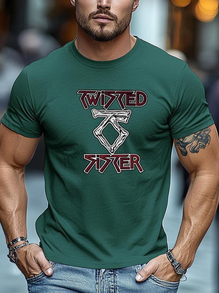 Mens tshirts100 Cotton Twisted Sister Graphic Summer Soft Round Neck Casual Breathable Tee Daily Wear Tops