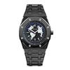 PINTIME Earth Style Men's Watches Stainless Steel Blue Planet Quartz Wristwatch for Man Luminous Waterproof Date