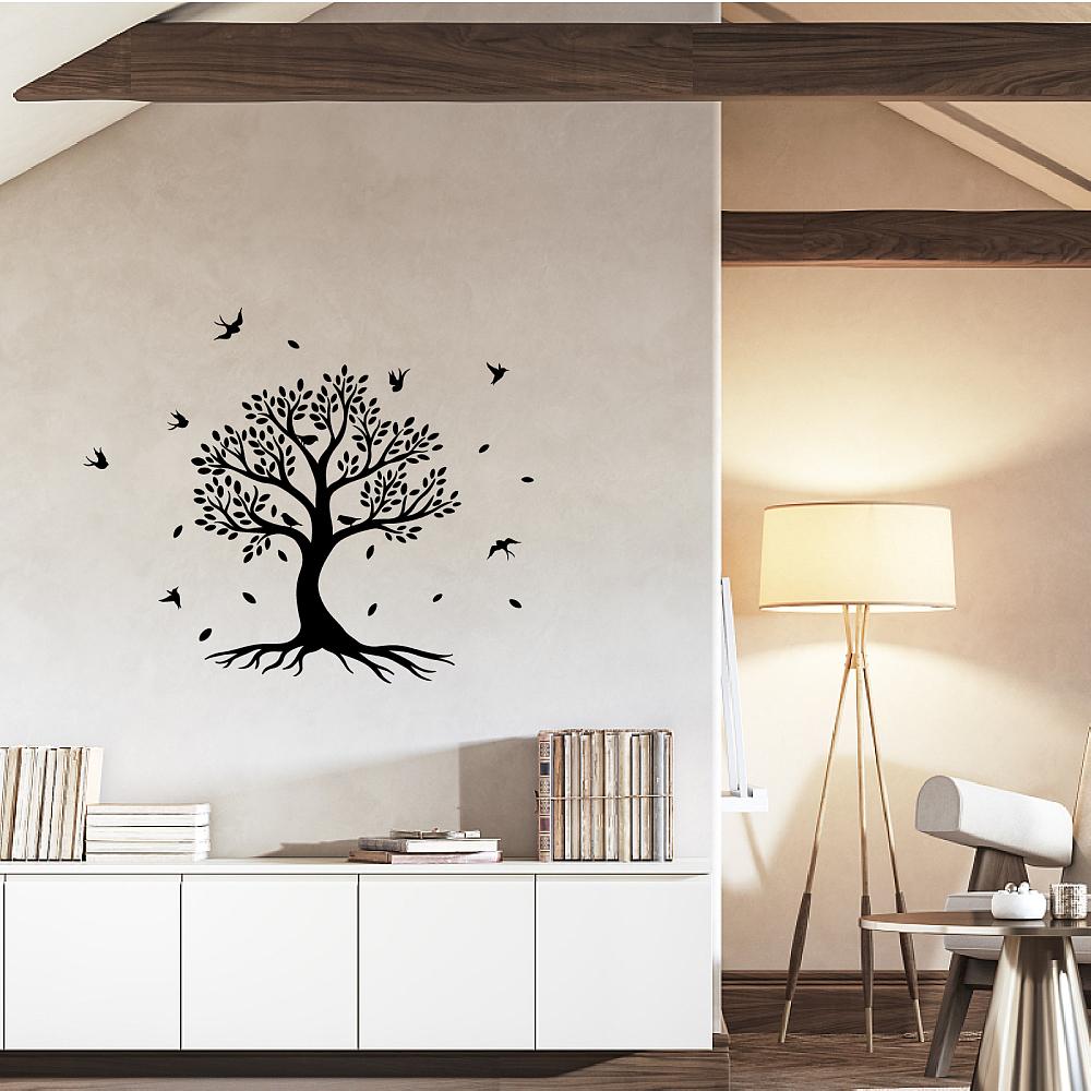 1sheet PVC Wall Stickers Wall Decoration Tree of Life Pattern 350x570mm