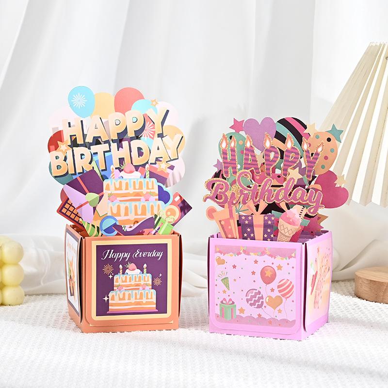 1pc 3D Pop-Up Birthday Greeting Card Family Friends Birthday Cards Floral and Butterfly Design for Any Recipient Party Supplies