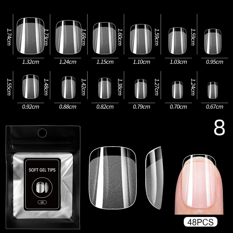 48Pcs Semi-Matte Press-On False Nails Medium Short Design Fake Nail Tips No Polishing Required for DIY Salon Home Use
