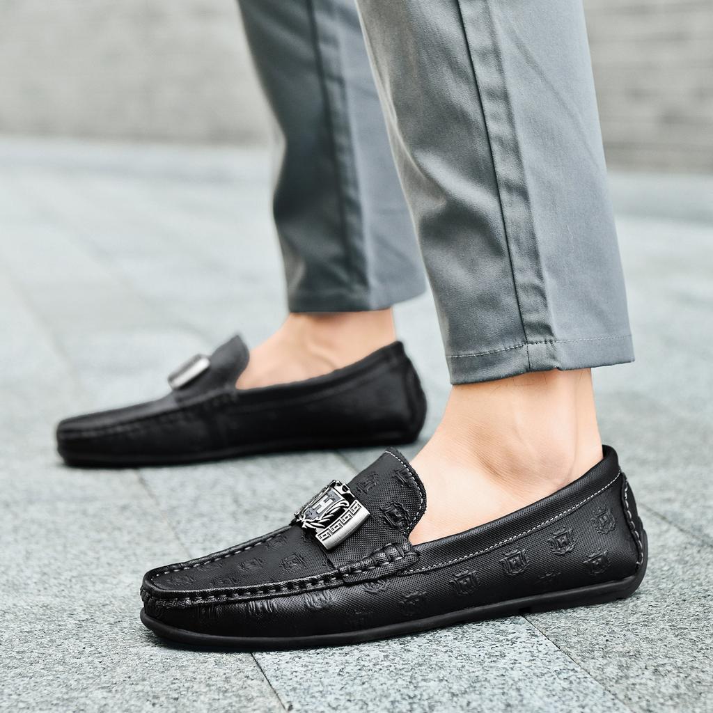 Fashion Mens Shoes High Quality New Soft Walking Flats Men's All-match Loafers Genuine Leather Lightweight Mens Business Shoes