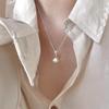 French Light Luxury Exquisite Square Diamond Round Pearl Pendant Clavicle Necklace For Women
