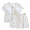 Spring and Summer Loungewear Set, Sweet Floral Bra-free Korean V-neck Chest Pad, Short-sleeved Shorts, Thin Pajamas, Ladies