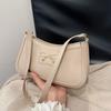 Women's Faux Leather Bowknot Shoulder Bag, Zipper Closure Simple Commuter Crossbody Purse, Ins Style Fashion Handbag