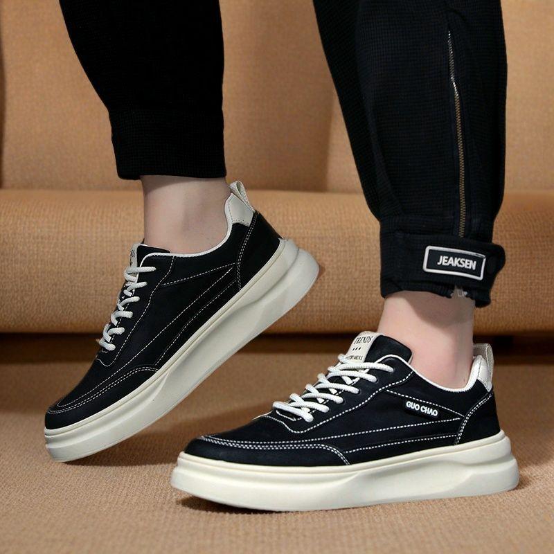 Genuine autumn and winter trendy men's shoes simple and versatile board shoes 2024 new fashionable thick-soled heightening casual shoes breathable