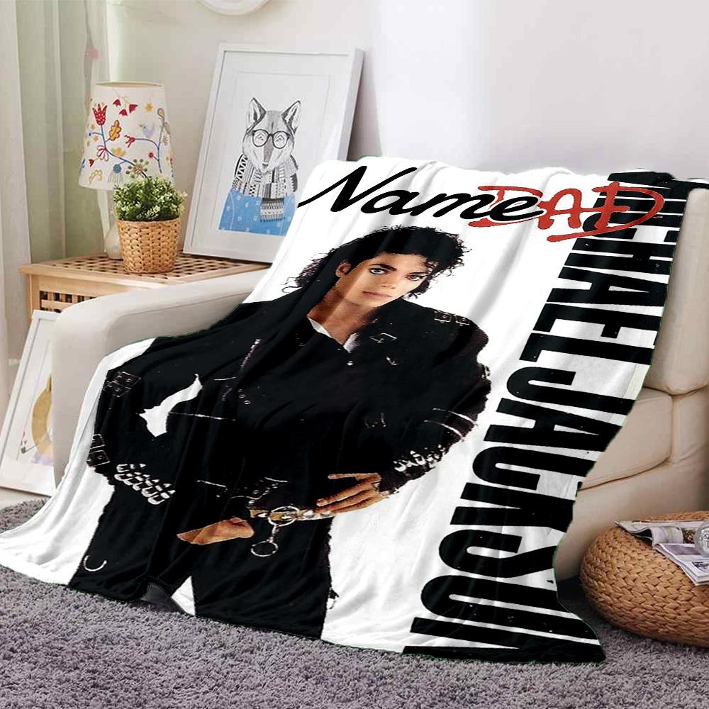 Custom Name Michael Jackson's Iconic Pose flannel Blanket for Super Soft Cute Comfort Blanket for Travel Bedding Couch Sofa Blanket