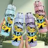 1PC Summer Surf Boy Cartoon 750ml Color Plastic Sports Water Bottle Leakproof Flip Straw Lid Suitable for Sports Office Home Use