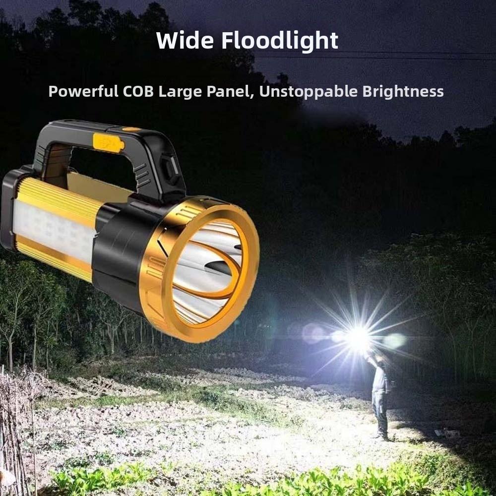 Dimmable Camping Searchlight with Side Lights Powerful Handheld Lantern Handheld Spotlight  Hiking