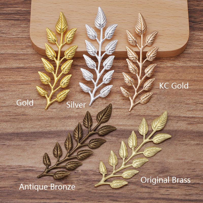 20pcs 19x64mm DIY Leaf Copper Charm Pendant Gold Color Accessories for Necklace Jewelry Making Components Handmade Craft