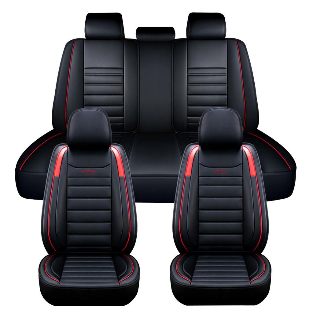 11PCS 5 Seats Car Seat Covers Automobiles Seat Covers Protector Cushion Deluxe PU Leather Front+Rear Full Set SUV Truck